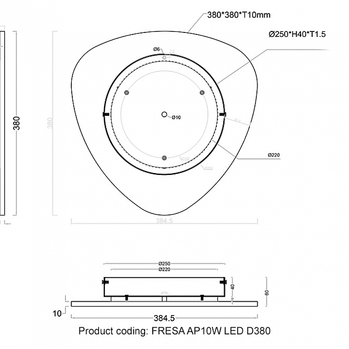 Бра Crystal Lux FRESA AP10W LED D380 BLACK