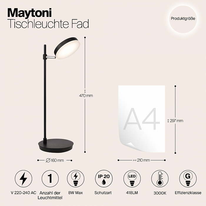 Настольная лампа Maytoni MOD070TL-L8B3K